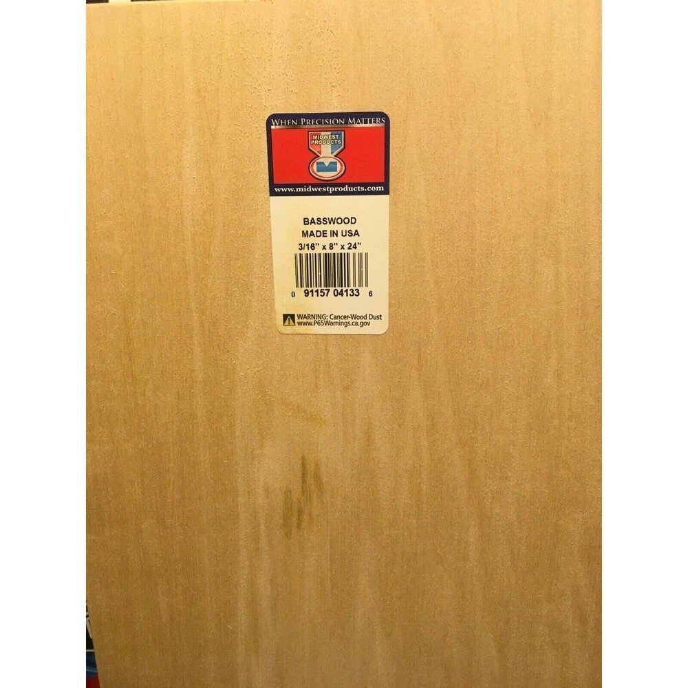 Midwest Basswood Wood 3/16 X 8 X 24in (1)pc